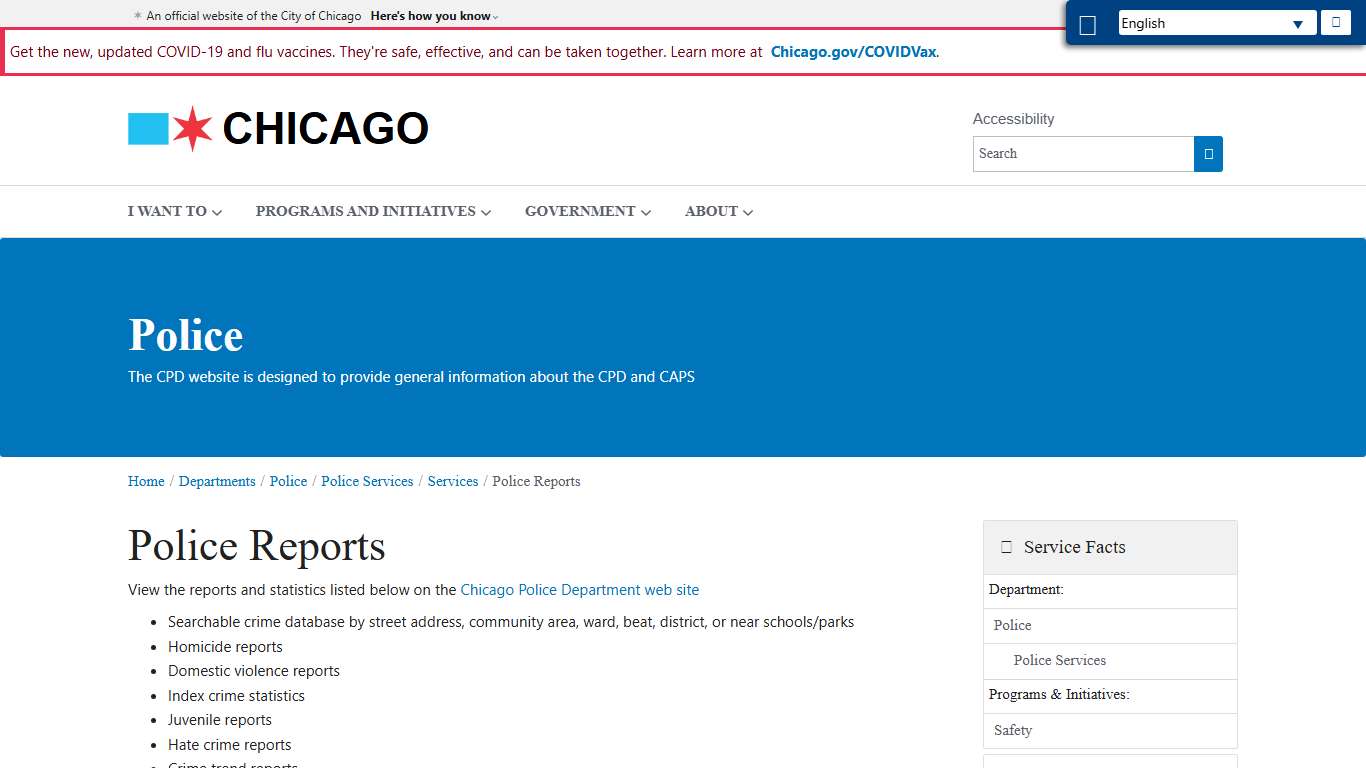 City of Chicago :: Police Reports