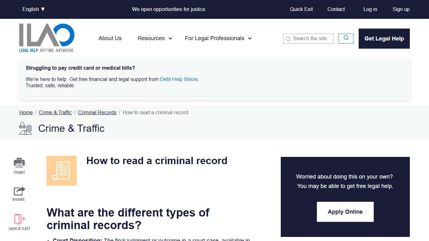How to read a criminal record | Illinois Legal Aid Online